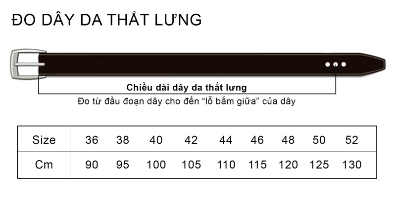 Bảng size thắt lưng nữ chuẩn