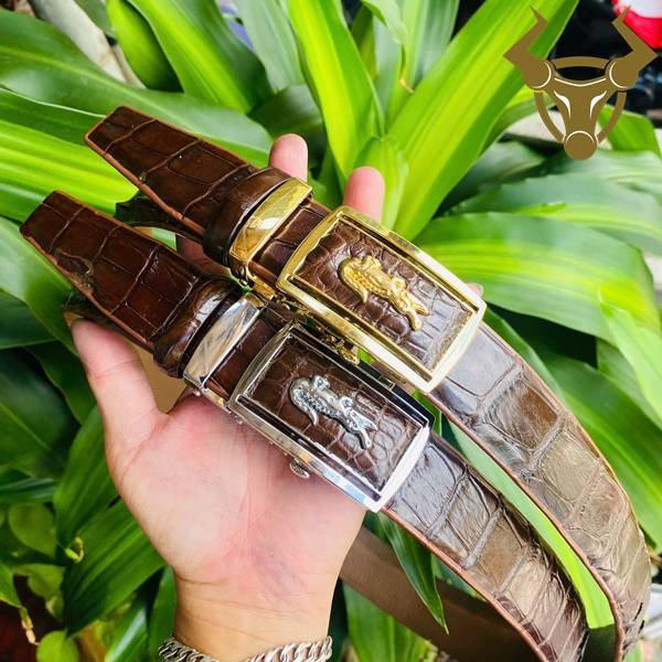 Thắt lưng da cá sấu TLA4B2 khóa trắng sang trọng, bền bỉ, cao cấp, lịch lãm.