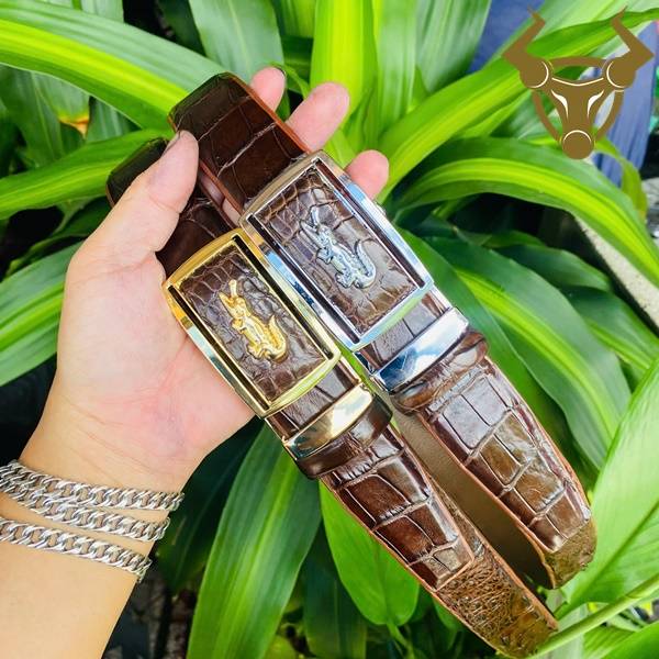 Thắt lưng da cá sấu TLA4B2 khóa trắng lịch lãm, sang trọng, bền bỉ, cao cấp.