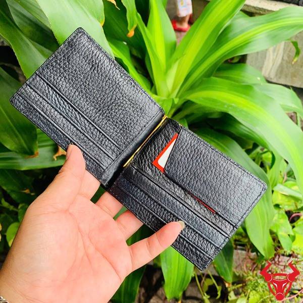 Ví cá sấu vân gai tay cao cấp màu đen VOA5.