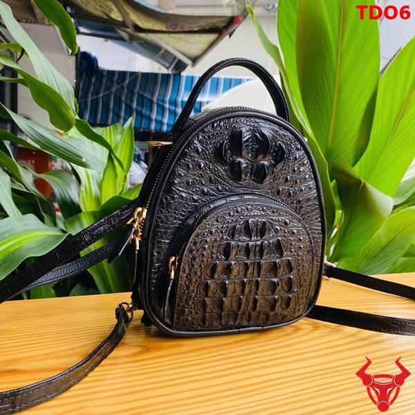 Balo nữ thời trang mini da cá sấu TDO6 đen.