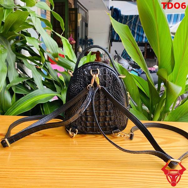 Balo nữ mini cao cấp da cá sấu TDO6 đen.
