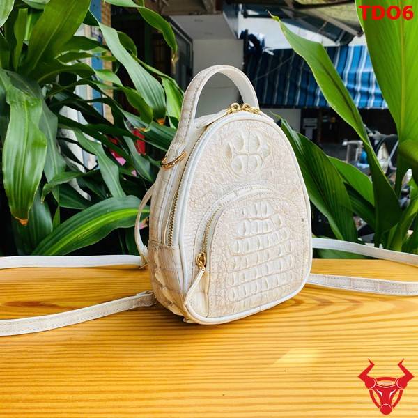 Balo mini nữ da cá sấu TDO6 bạch tạng cao cấp.