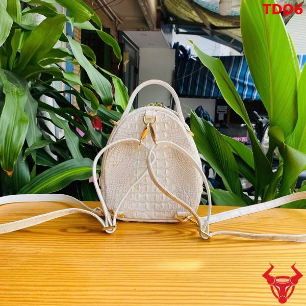 Balo nữ mini cao cấp TDO6 da cá sấu trắng.