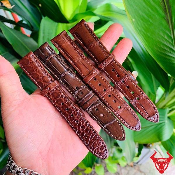 Dây đồng hồ da cá sấu 18-16mm cao cấp cho nam.