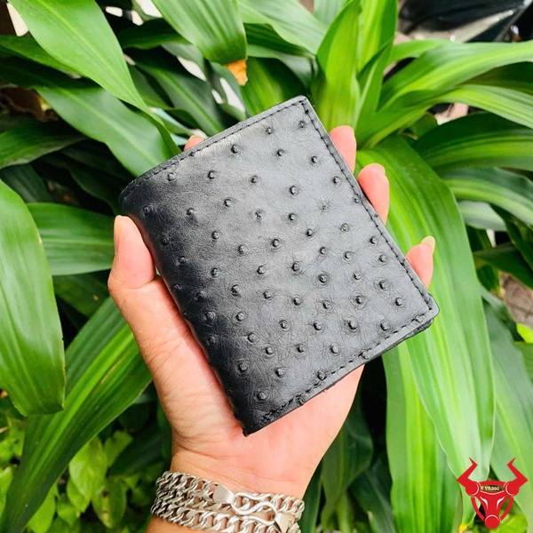 Ví nam mini form đứng da bụng đà điểu cao cấp.