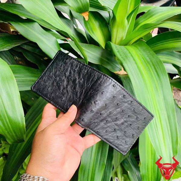 Ví mini da bụng đà điểu VGD3 đen thời trang.