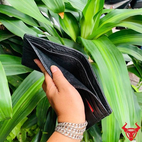 Ví mini nam VGD3 da bụng đà điểu đen.