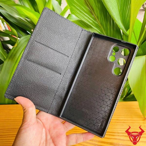 Bao da Samsung S24 Ultra da cá sấu gai đen thời trang, cao cấp.