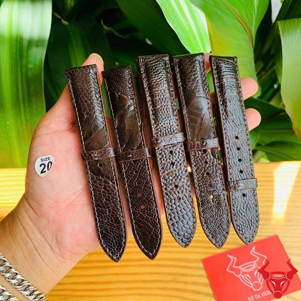 Dây da đồng hồ nam cao cấp 20mm nâu đất.