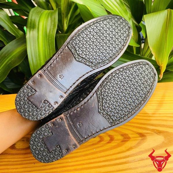 Giày tây nam da bụng cá sấu màu đen cao cấp GCA8.