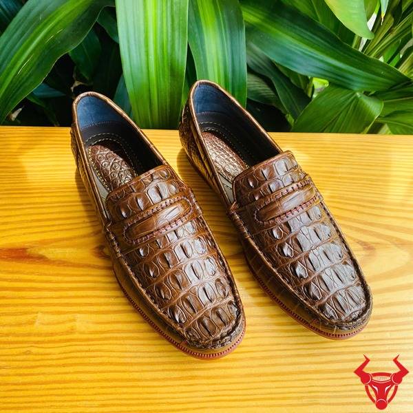 Giày tây nam da cá sấu cao cấp GCA1 màu nâu đất.