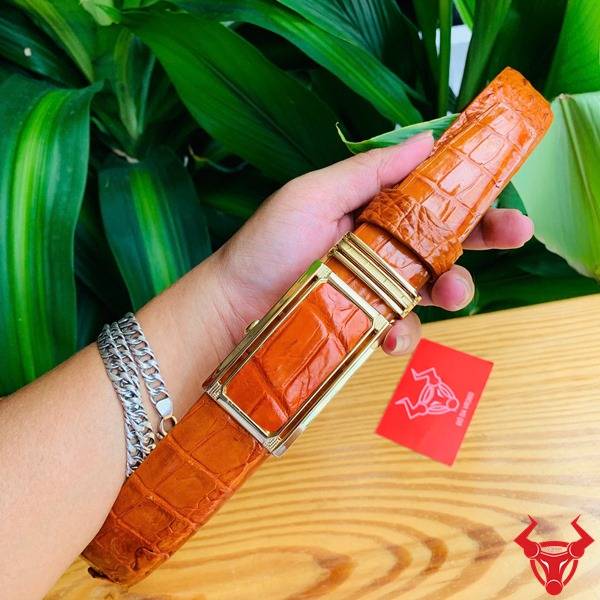 Thắt lưng nam da cá sấu TLA4B2 bò cam.