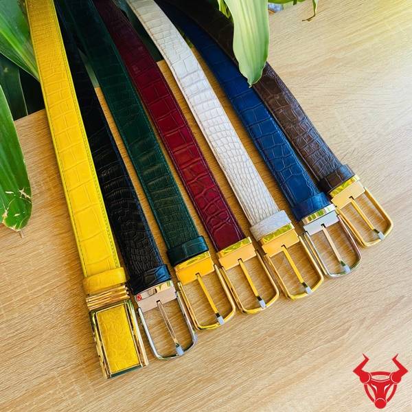 Thắt Lưng Nam Da Cá Sấu Cao Cấp Bản 3.8cm Màu Nâu Đất Thắt lưng liền da cá sấu thật màu vàng cao cấp bản 3.8cm.