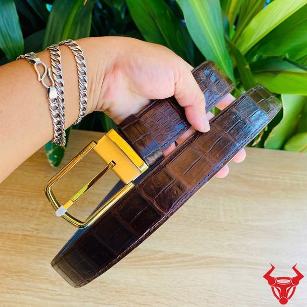 Thắt Lưng Da Cá Sấu Thật Màu Nâu Đất – Sang Trọng, Lịch Lãm Thắt lưng cá sấu thật liền da bụng màu nâu đất cao cấp.