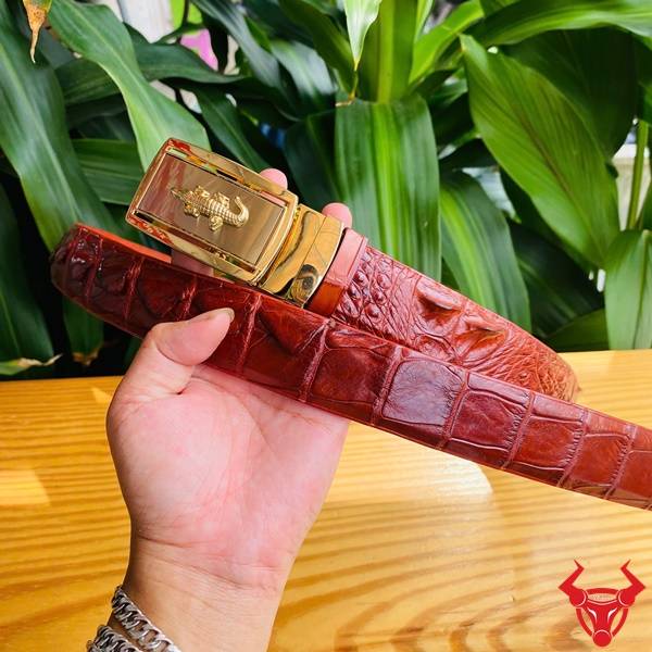 Thắt Lưng Cá Sấu Liền Da Nâu Đỏ – Đẳng Cấp Và Phong Cách Thắt lưng liền da cá sấu nâu đỏ thật 100% phong cách nam giới.