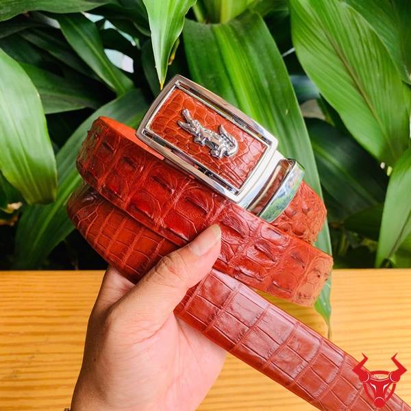 Thắt Lưng Da Cá Sấu Nối – Đỉnh Cao Thời Trang Nam Thắt lưng da cá sấu thật bản 3.5cm nâu đỏ.