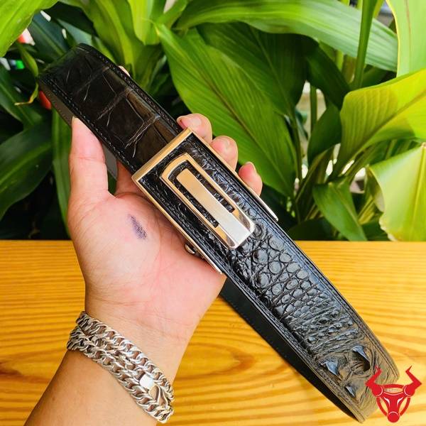 Thắt Lưng Da Cá Sấu Khóa Thép Trắng – Thời Trang Và Tiện Lợi Thắt lưng nam da cá sấu thật khóa thép trắng bản 4cm TSK130-A.