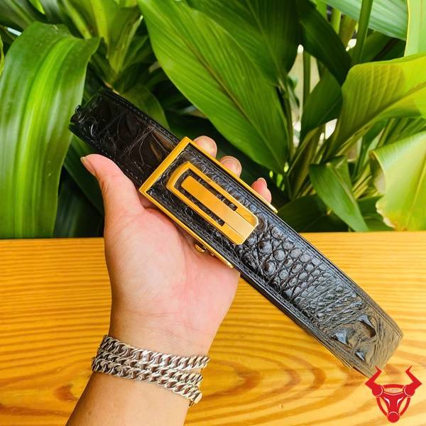 Thắt Lưng Ray Trượt Cao Cấp – Da Cá Sấu Gù Bản 4cm Thắt lưng nam TSK130-A da cá sấu gù khóa thép vàng cao cấp.