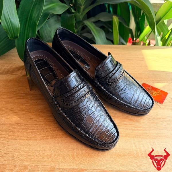 Giày Tây Da Cá Sấu Bụng Luxury GCA8 Giày tây lười da cá sấu bền bỉ