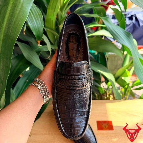 Giày Tây Lười Da Cá Sấu Cao Cấp Nam Giày lười da cá sấu GCA8 dễ phối đồ