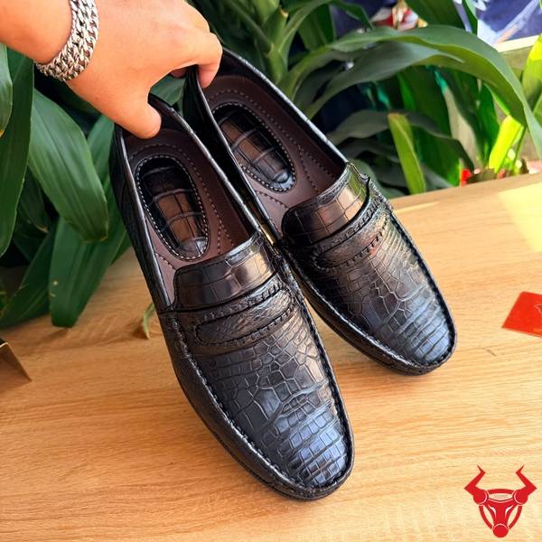 Giày Lười Da Cá Sấu Phong Cách Lịch Lãm Giày tây lười da cá sấu GCA8 thủ công