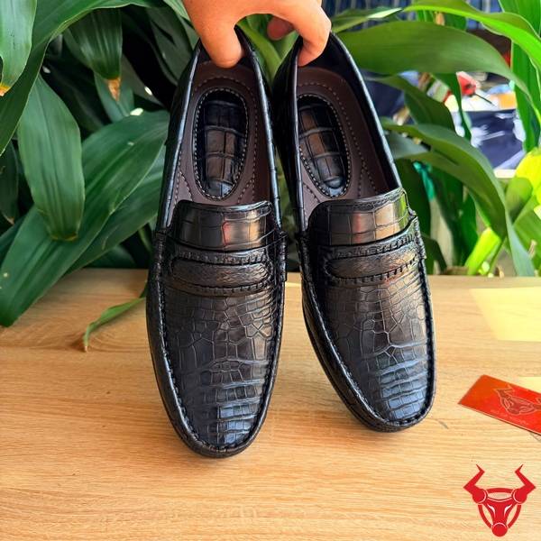 Giày Tây Da Cá Sấu Bụng Bền Chắc Giày tây lười da cá sấu GCA8 cao cấp