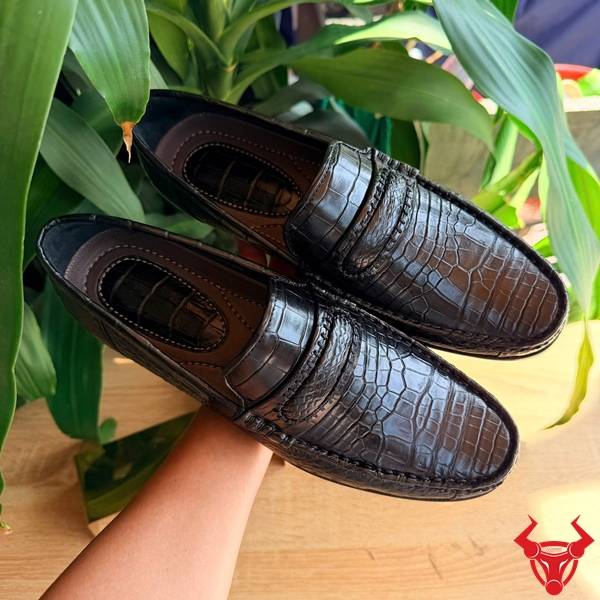 Giày Lười Da Cá Sấu Cao Cấp Màu Đen Giày lười da cá sấu GCA8 phong thái nam tính