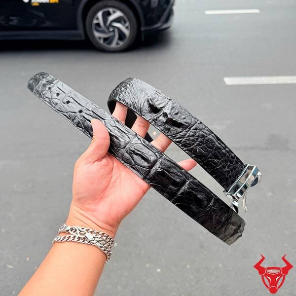 Thắt lưng nam da cá sấu gai dọc TLA4B4 cao cấp