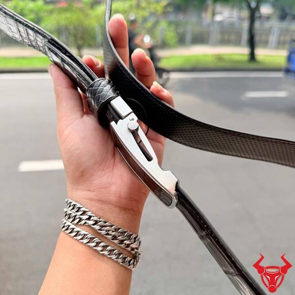 Thắt Lưng Da Cá Sấu Khóa Lăn Thắt lưng da bụng cá sấu cao cấp.