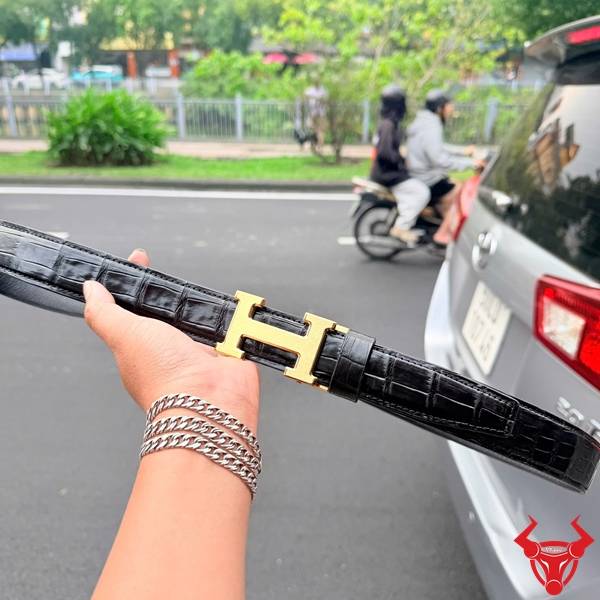 Thắt Lưng Da Cá Sấu Khóa Trượt Cao Cấp Thắt lưng liền da bụng cá sấu cao cấp.
