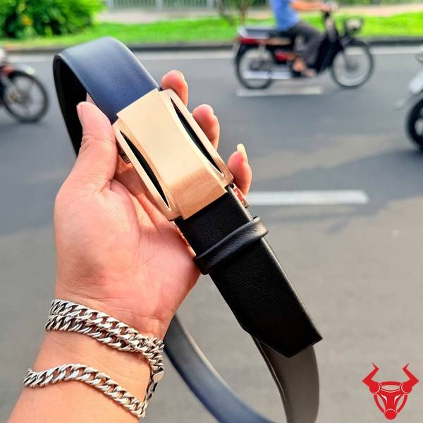 Thắt lưng nam da bò Nappa TLRN05 khóa tự động bền bỉ.