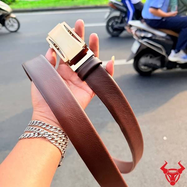 Thắt lưng nam da bò Nappa TLRN05 màu nâu năng động.