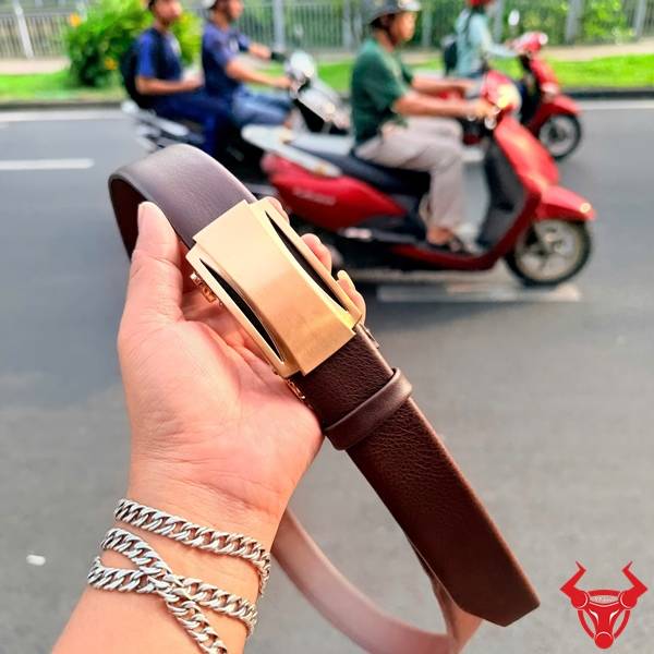 Thắt lưng nam da bò Nappa TLRN05 màu nâu thời thượng.