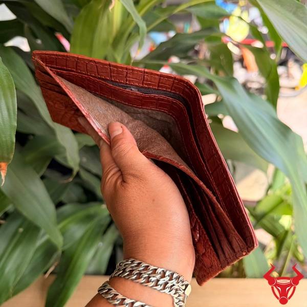 Ví Nam Da Cá Sấu Da Bụng Nâu Đỏ Đẳng Cấp Ví da cá sấu thật hoàn thiện tinh tế