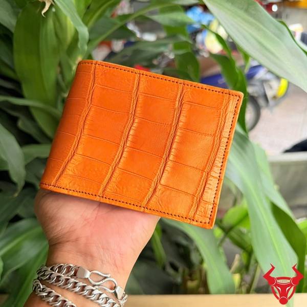 Ví Da Cá Sấu VBA8-TL Sang Trọng Và Đẳng Cấp Ví nam form ngang da cá sấu Thái Lan màu cam