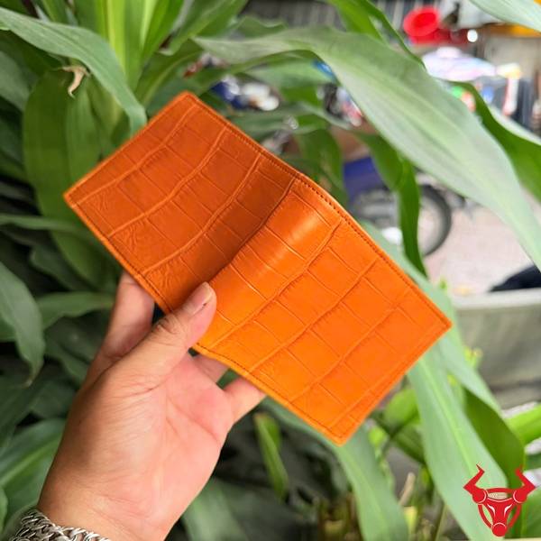 Ví Da Cá Sấu Thái Lan VBA8-TL Chuẩn Gu Quý Ông Ví nam da cá sấu VBA8-TL cao cấp màu cam