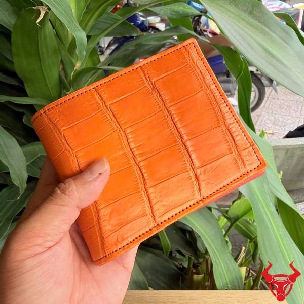 Ví Nam VBA8-TL Da Cá Sấu Cao Cấp Nổi Bật Ví nam da cá sấu Thái Lan màu cam thời trang