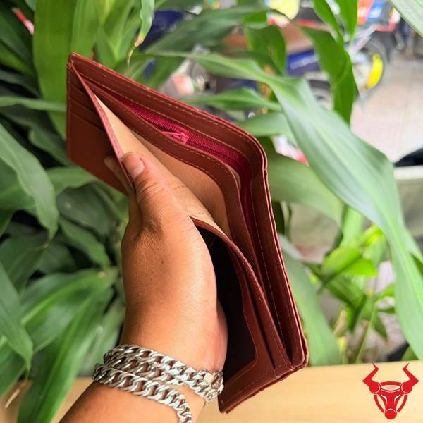 Ví nam da cá sấu VBA8-TL cao cấp màu đỏ mận