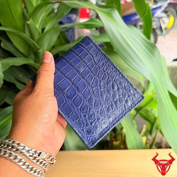 Ví Da Cá Sấu Thái Lan VBA8-TL Chuẩn Gu Quý Ông Ví da cá sấu Thái Lan form ngang VBA8-TL xanh navy