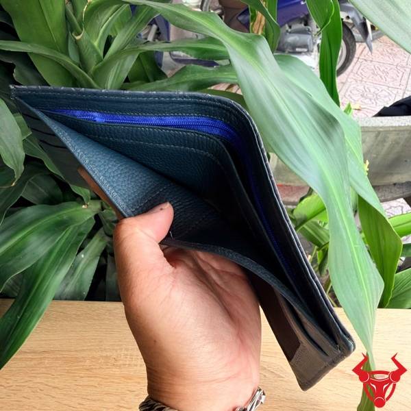 Ví da cá sấu Thái Lan vân tự nhiên màu xanh nhạt