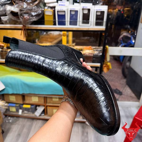 Giày Chelsea boot da cá sấu GEA8 phong cách cá tính cao cấp