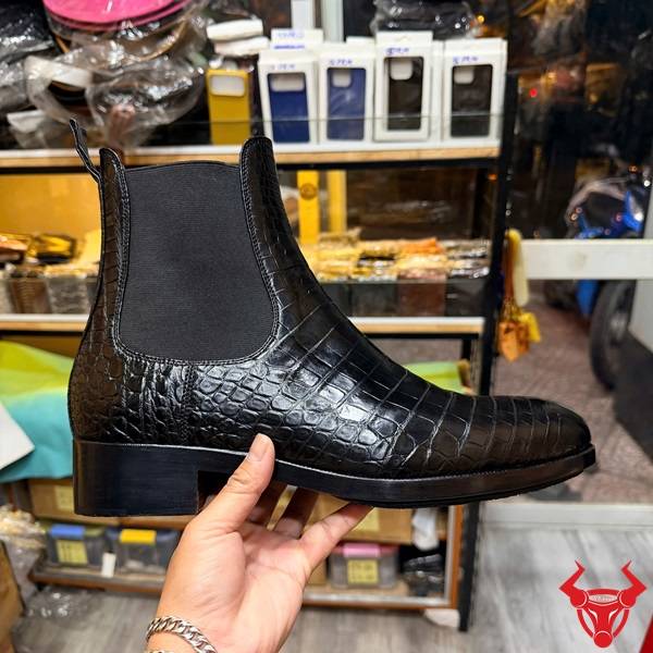 Giày Chelsea boot da cá sấu GEA8 thiết kế thời trang cao cấp