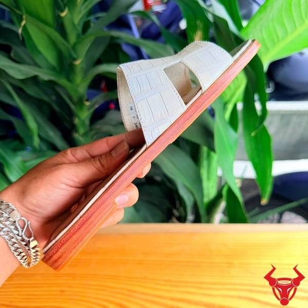 Dép nữ da cá sấu chữ H DJBA9 êm chân thời trang