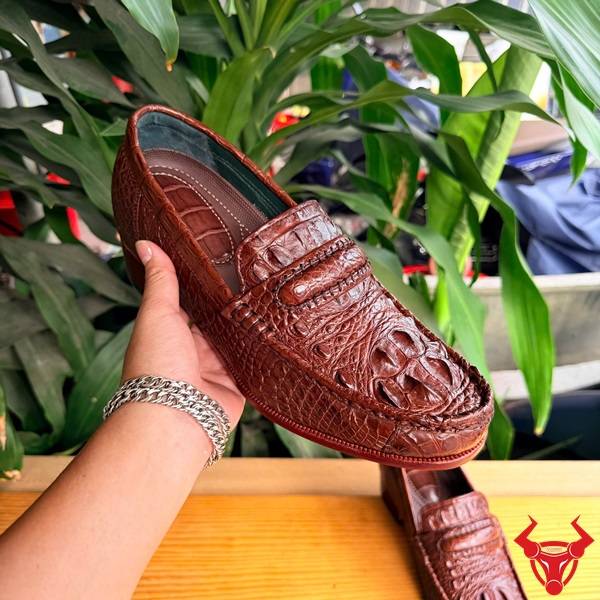 Giày lười nam da cá sấu thật đế cao êm ái