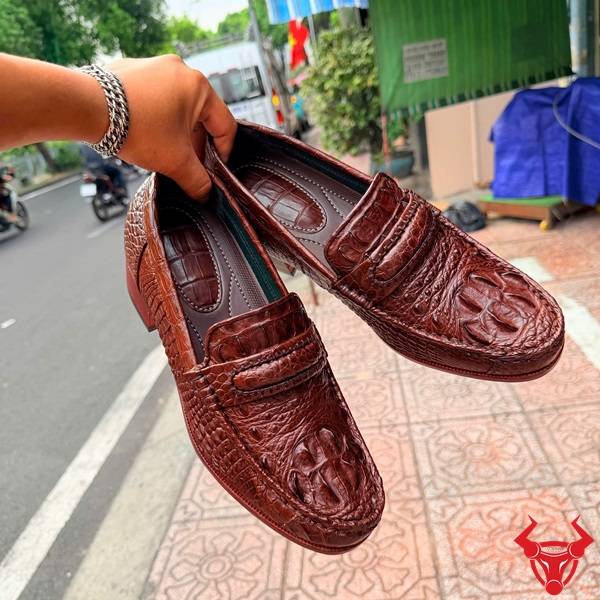 Giày lười thủ công da cá sấu gù cao cấp