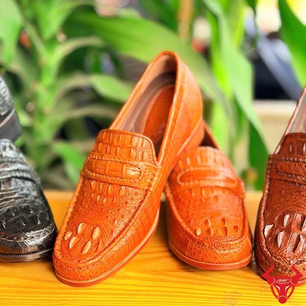Giày lười da cá sấu gù nâu đỏ đế cao 7cm phong cách doanh nhân GCA4