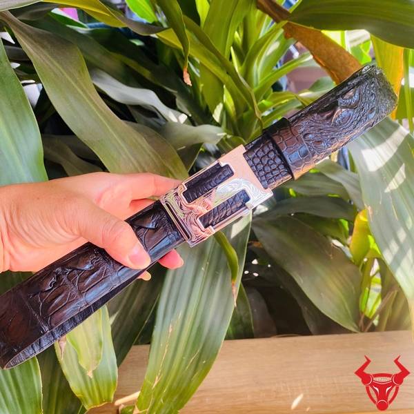 Thắt lưng da cá sấu gù TSK105 khóa ray trượt tinh tế