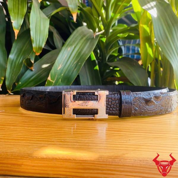 Thắt lưng da cá sấu gù TSK105 khóa ray trượt cao cấp