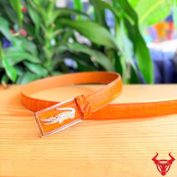 Thắt lưng da cá sấu Thái Lan TSK122 màu vàng cam nổi bật